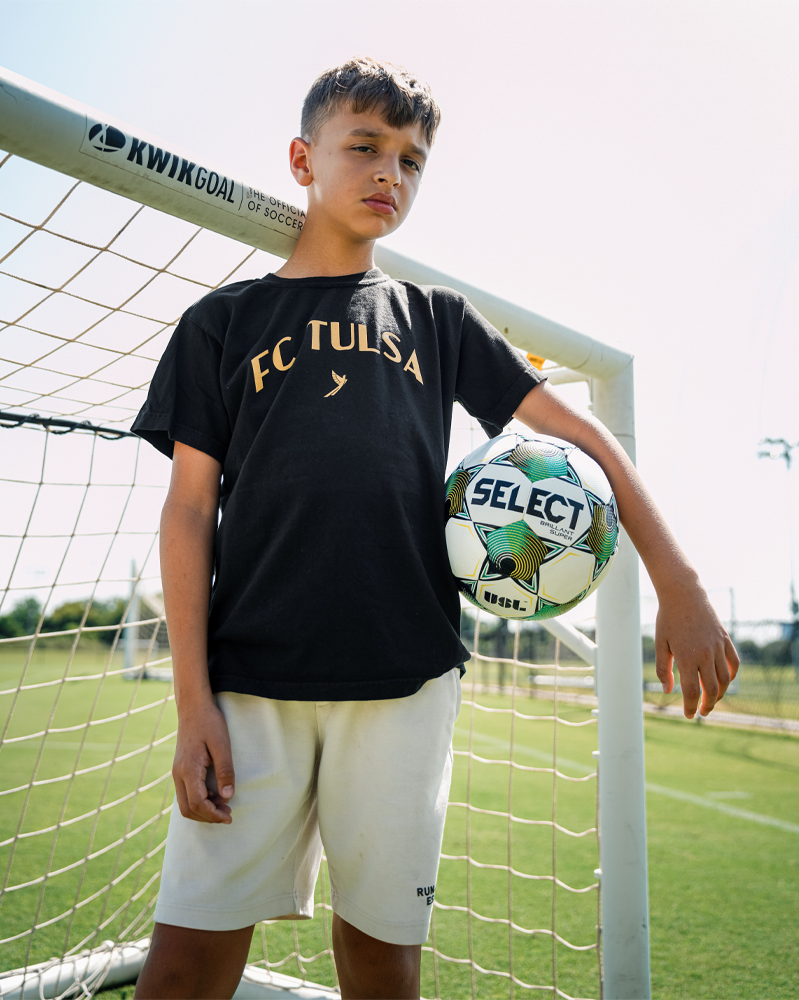 Youth FC Tulsa Black & Gold Wordmark T-Shirt
