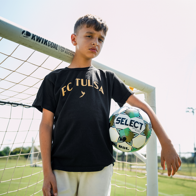 Youth FC Tulsa Black & Gold Wordmark T-Shirt