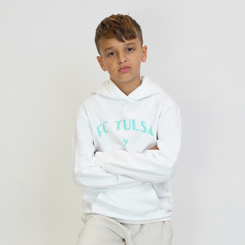 Youth White Port & Company FC Tulsa Wordmark Hoodie