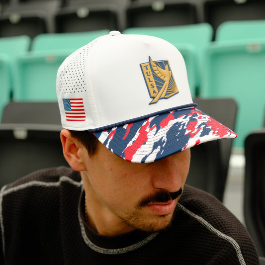 FC Tulsa x Branded Bills Blue Crest Five Panel Hat - White