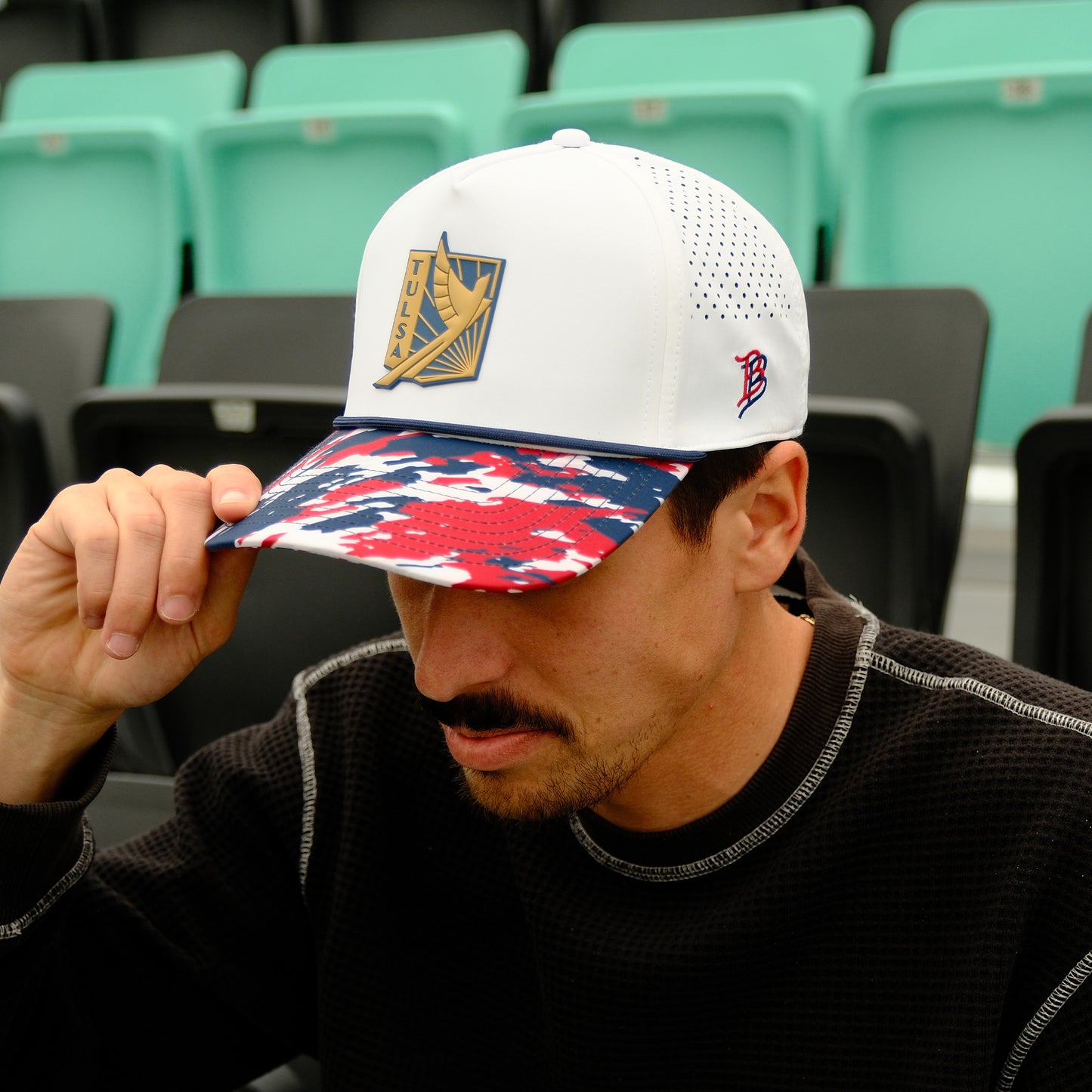 FC Tulsa x Branded Bills Blue Crest Five Panel Hat - White