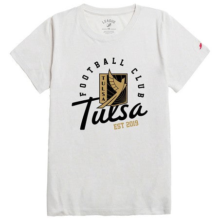 FC Tulsa L2 Ladies Crest Script Tee - Heather Canvas