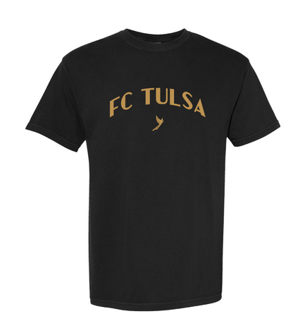 Adult FC Tulsa Black & Gold Wordmark T-Shirt