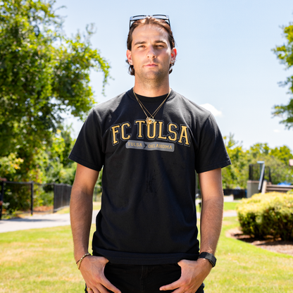FC Tulsa x Mythic Press Adult Varsity Tee - Black