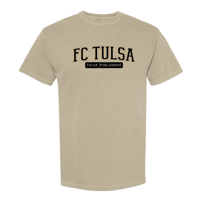 FC Tulsa x Mythic Press Adult Varsity Tee - Khaki
