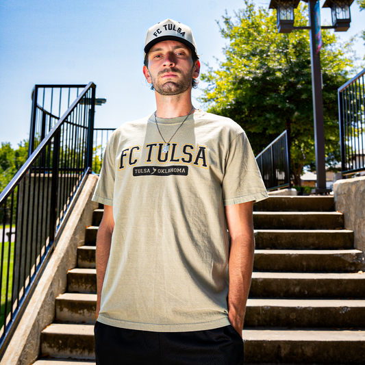 FC Tulsa x Mythic Press Adult Varsity Tee - Khaki