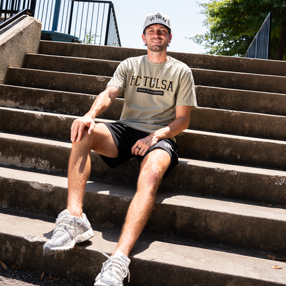 FC Tulsa x Mythic Press Adult Varsity Tee - Khaki
