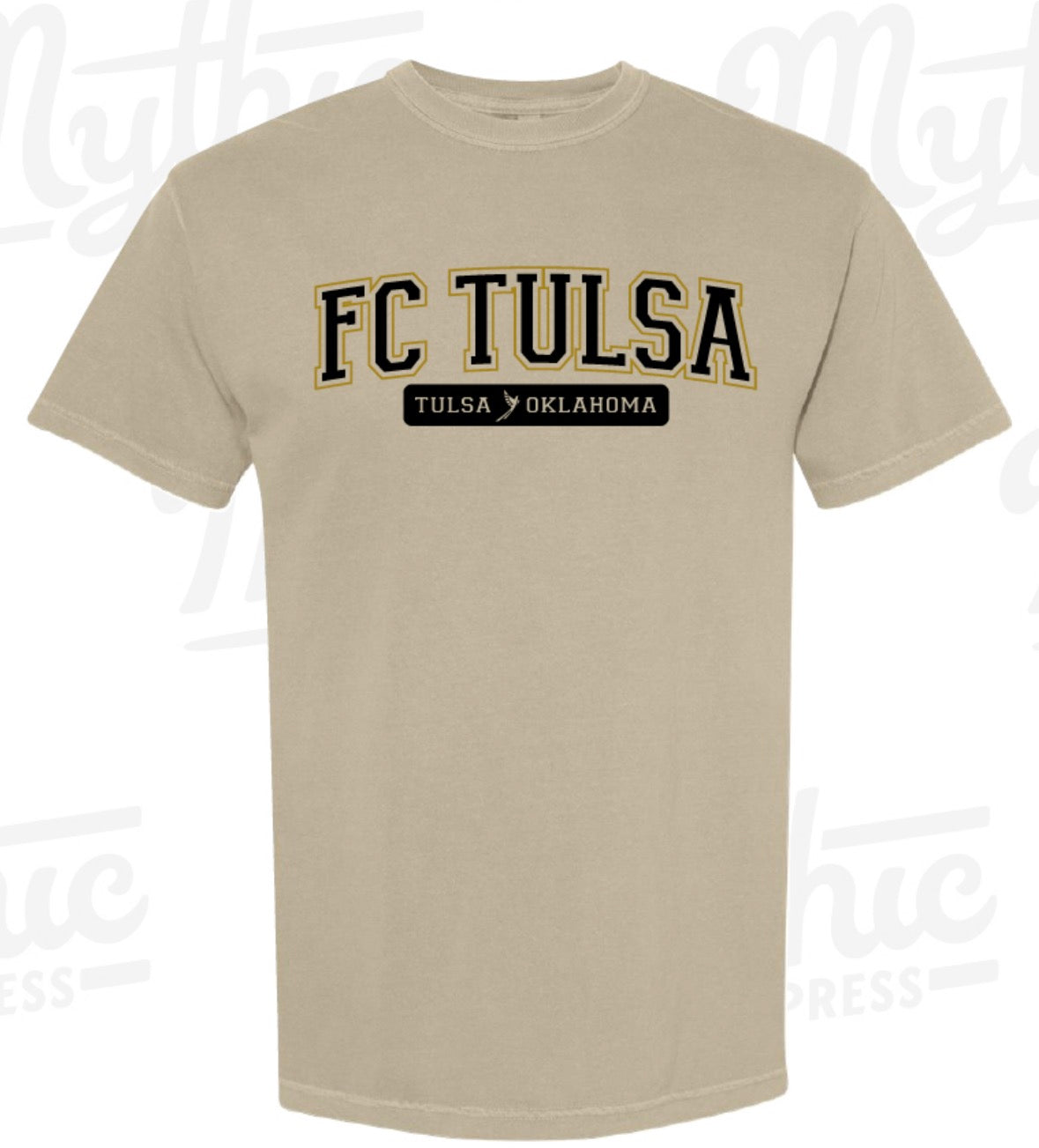 FC Tulsa x Mythic Press Adult Varsity Tee - Khaki