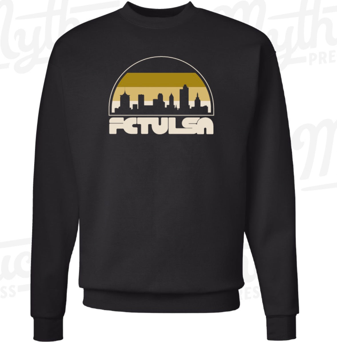 FC Tulsa x Mythic Press Adult Skyline Crew - Black