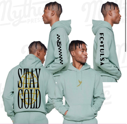 FC Tulsa x Mythic Press Adult Stay Gold Hoodie - Seafoam