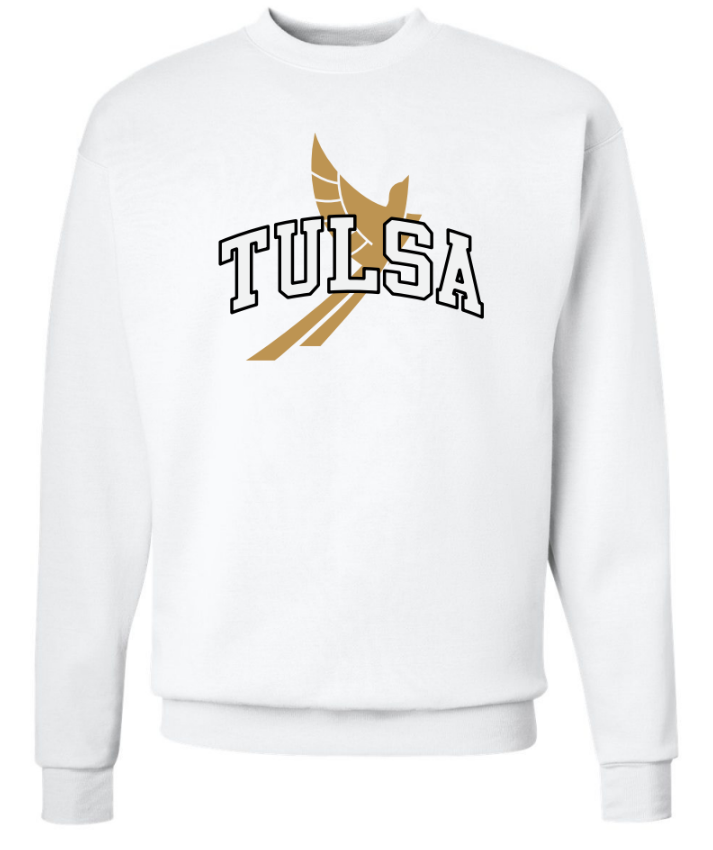 Adult White Tulsa Scissortail Crewneck