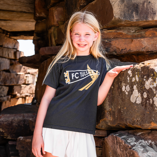 FC Tulsa x Mythic Press Youth Pennant Tee - Black