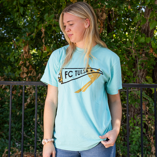 FC Tulsa x Mythic Press Adult Pennant Tee - Chalky Mint