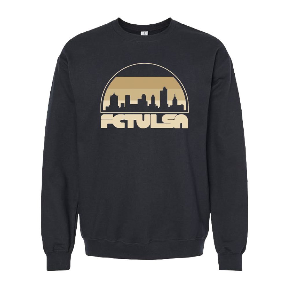 FC Tulsa x Mythic Press Adult Skyline Crew - Black