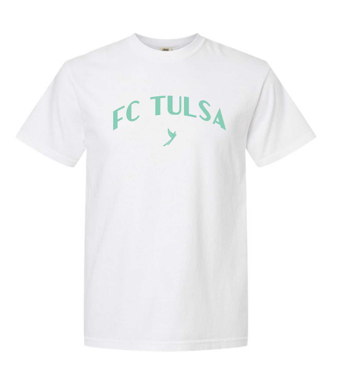 Youth FC Tulsa White & Patina Wordmark T-Shirt
