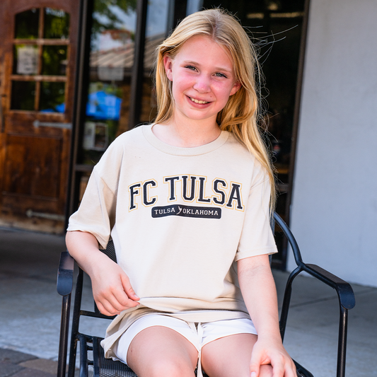 FC Tulsa x Mythic Press Youth Varsity Tee - Khaki