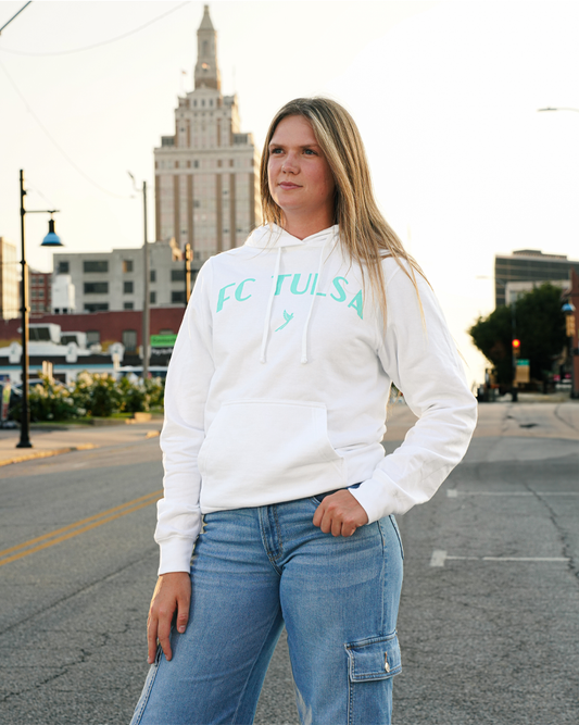 Adult White Port & Company FC Tulsa Wordmark Hoodie