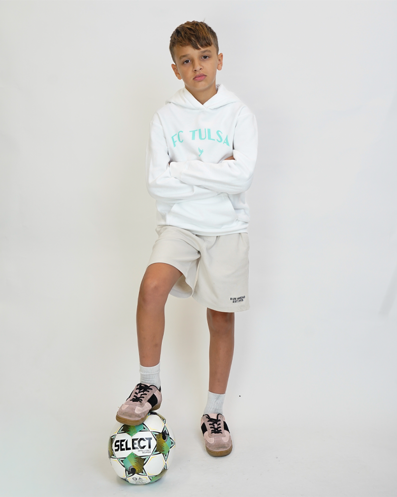 Youth White Port & Company FC Tulsa Wordmark Hoodie